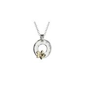 Sterling Silver Hammered Pendant with 9ct Yellow Gold Flower image