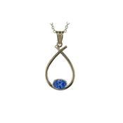 9ct Yellow Gold Blue Swarovski Crystal Pendant image