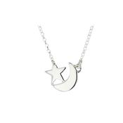 Handmade Star and Moon Pendant in Sterling Silver image