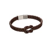 Double Row Knot Brown Leather Bracelet image
