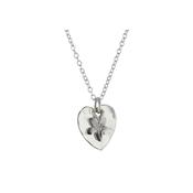 Hammered Silver Heart Pendant with Silver Burren Flower image