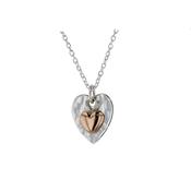 Hammered Silver Heart Pendant with 9ct Rose Gold Heart image