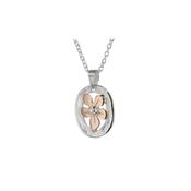 Oval Sterling Silver Pendant with Rose Gold Burren Flower image