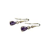 9ct Yellow Gold Earrings with Pear Shaped Purple Amethyst image