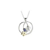 Burren Flower Pendant with Blue Topaz &amp;amp; Yellow Gold Burren Flower image