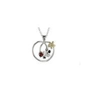 Burren Flower Pendant with Garnet &amp;amp; Yellow Gold Burren Flower image