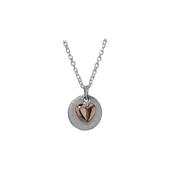 Sterling Silver Pendant with 9ct. Red Heart, Textured Disc image