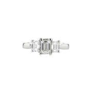 1.22ct Three Stone Emerald Cut Diamond Platinum Ring