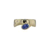 Sapphire and Scattered Diamond Wave Ring image