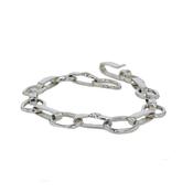 Handmade Sterling Silver Flat Link and Oval Bracelet image