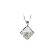 Textured Square Burren Flower Silver Pendant image