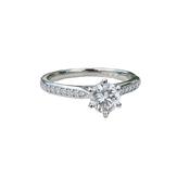 Platinum 6 Claw Solitaire Ring 0.85ct with Diamond set Shoulders image