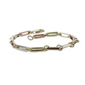 Yellow, White and Rose Gold Handmade Narrow Link Bracelet image