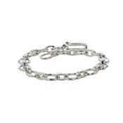 Handmade Sterling Silver Bracelet with Oval &amp;amp; Flat Links image