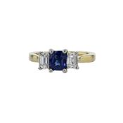 Cushion Shaped Sapphire and Diamond Ring in 18ct Yellow Gold image