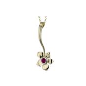 9ct Gold Burren Flower Stem Pendant with Ruby image