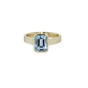 Bezel set Blue Topaz Ring in 9ct Yellow Gold image