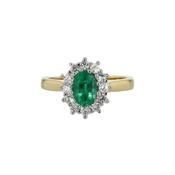 Oval Emerald Diamond Cluster Ring image