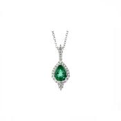 Emerald &amp;amp; Diamond 18ct White Gold Pendant image