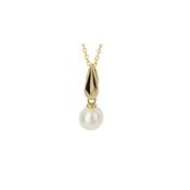 9ct Gold &amp;amp; Freshwater Pearl Fine Tapered Pendant image