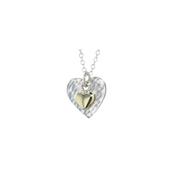 Hammered Silver Heart Pendant with 9ct Gold Heart image