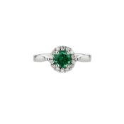 Platinum Emerald Diamond Cluster Ring image