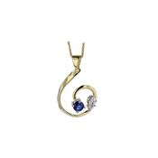 Handforged 18ct Gold Sapphire and Marquise Diamond Pendant image