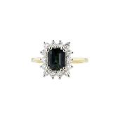 Teal Sapphire &amp;amp; Diamond Ring, 18ct Yellow Gold image