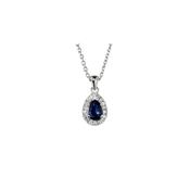 Pear Shaped Sapphire &amp;amp; Diamond, 18ct White Gold Pendant image