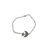 Handmade Star and Moon Bracelet in Sterling Silver image