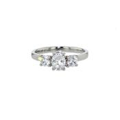 Oval Diamond Three Stone Ring, Platinum image