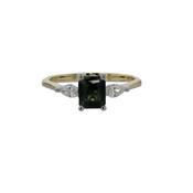 Teal Sapphire with Pear Shaped Diamonds, Three Stone Ring image