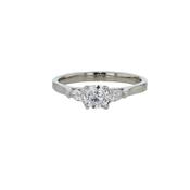 3 Stone LAB Diamond Ring .50ct. Center &amp;amp; 2 Pear Shaped Diamonds image