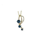 London Blue Topaz 9ct Gold Hand-forged Pendant image
