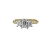 1.04ct Three Stone Emerald Cut Diamond Ring in Yellow Gold