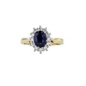 2.01ct Oval Blue Sapphire &amp;amp; Diamond Cluster Ring, 18ct Yellow Gold image