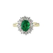 2ct. Oval Emerald and Diamond Cluster Ring image