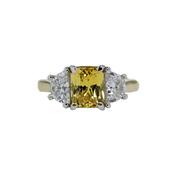 2.11ct Yellow Cushion Shaped Sapphire and Half Moon Diamond Ring image