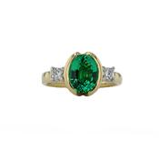 1.85ct Lab Grown Emerald Ring in 18ct Yellow Gold with Diamond Side Stones image