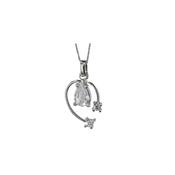 Pear Elegance,18ct White Gold Pendant with Diamond Trio image