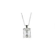 Emerald Cut 3.05ct LAB Diamond Pendant in White Gold image