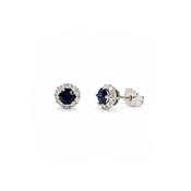 Sapphire and Diamond Cluster Stud Earrings