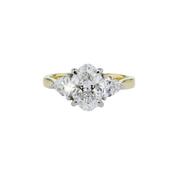 2.50ct LAB Oval and Trillion Three Stone Diamond Ring