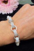 Sterling Silver CZ Heavy Guage 'X LARGE Chunky Link' Oval CZ link Belcher Bracelet - 14mm Link image