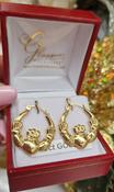 Claddagh 9ct Yellow Gold Sturdy Raised Creole Hoop Earrings