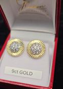 9ct Gold Cubic Zirconia Stud Earrings - Large Size 15mm image