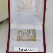 9ct Gold DAD Ring Large CZ Block initials image