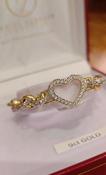 9ct Gold Baby / Kids 6 inch Heart CZ Bracelet