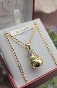 Boxing Glove Pendan with CZ Cufd &amp; 20" Curb Chain