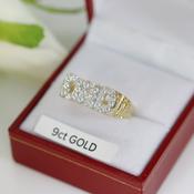DAD Ring - 9ct Gold CZ &amp; Solid Brickwork Sides image